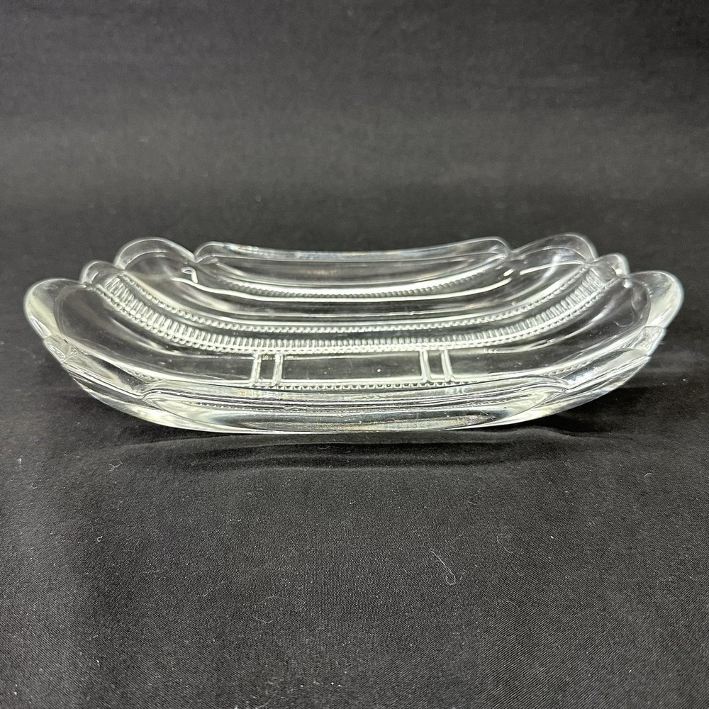 US Glass Company Banana Split/Relish Dish, Paneled Zipper Iowa Pattern, Set of 3 - Picture 8 of 10